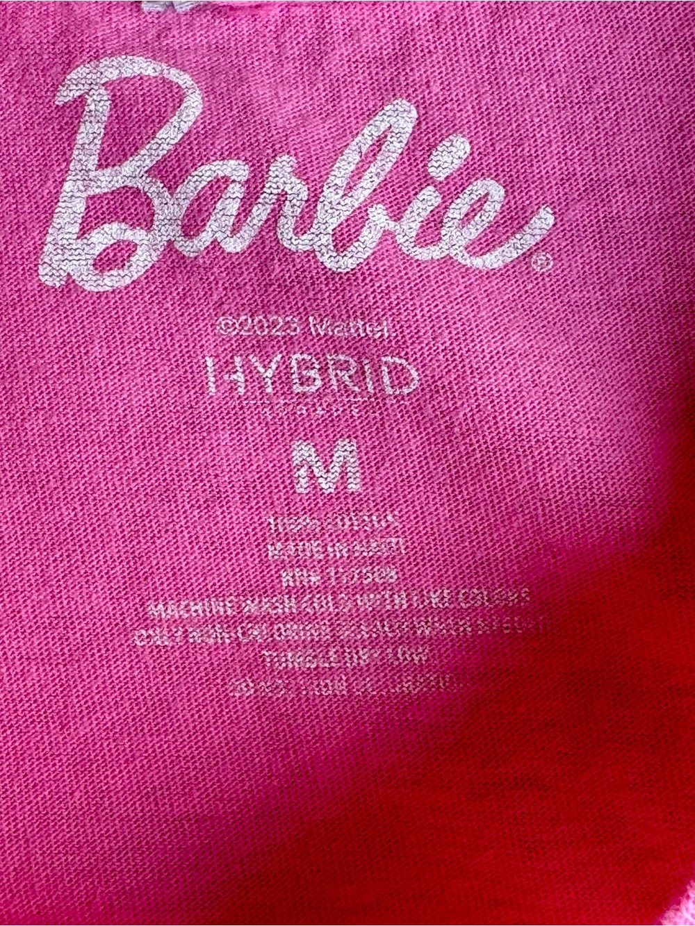 Barbie x Hybrid Apparel Flea Market Crop Tee Pink Graphic Shirt Size M - Picture 5 of 7